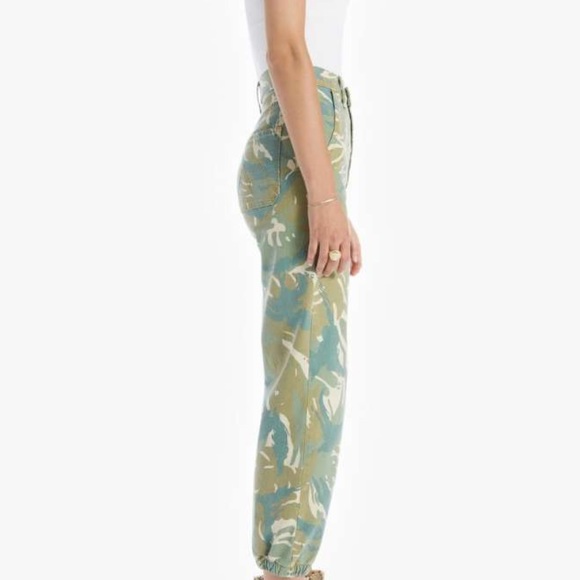 Mother The Wrapper Patch Ultra High Waist 31/L Green Tropical Camo Ankle Jogger - Picture 12 of 16